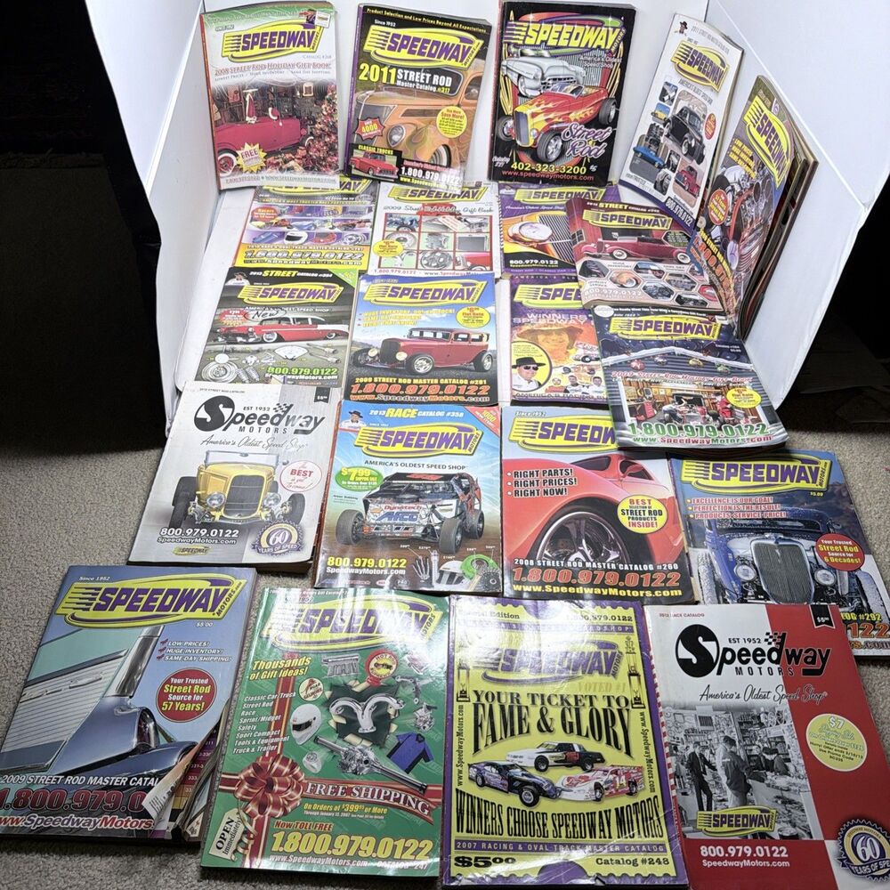 Lot of 21 Speedway Motors Street Catalogs - 2006 to 2013 - Back Issues Holiday